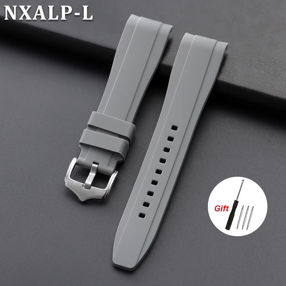 Enhanced Rubber Strap Silicone Watch Band - Waterproof Sport Bracelet with Curved End Design