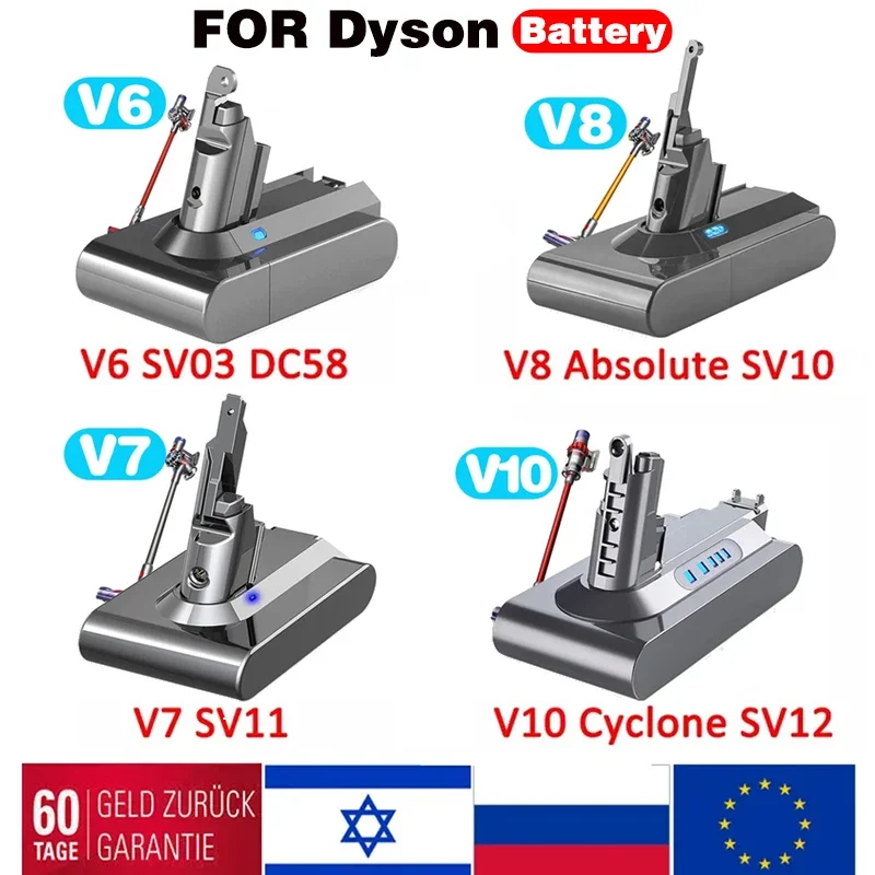 

6000mAh for Dyson V6 V7 V8 V10 Rechargeable Bateria SV10 SV11 SV12 SV09 Vacuum Cleaner Battery DC58 Battery for Sony Battery Cel