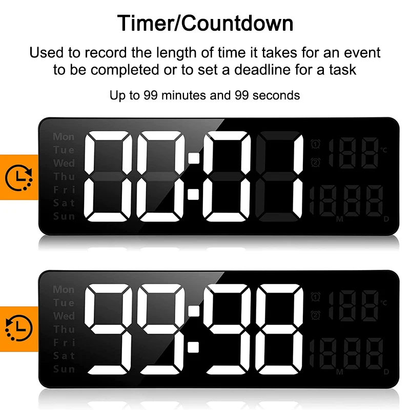 Digital Wall Clock Large Wall Mounted Remote Remote Control Date Week Temperature Clock Dual Alarms Gym Big LED Clocks wall clock digital wall clock