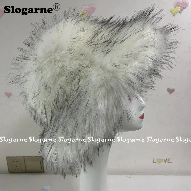 

Winter Faux Raccoon Dog Fur Bucket Hats Women 2023 Outdoor White Fur Hat Cap Fluffy Warm Earwarmer Ski Furry Hats Drop Shipping