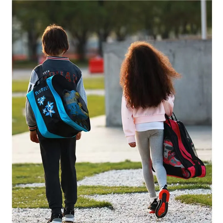 Children's Triangle Roller Skate Shoes Sports Package Ice Skating Sneakers Single Shoulder Three-layer Bags Kids Adults