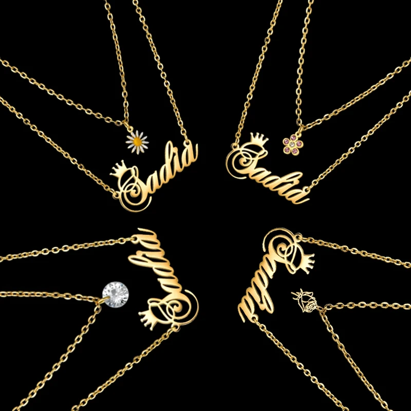 

Fashion Men Custom Name Necklace for Women Fine High-End Stainless Steel Jewelry Personalized Double Layer Pendant Neckalce Gift