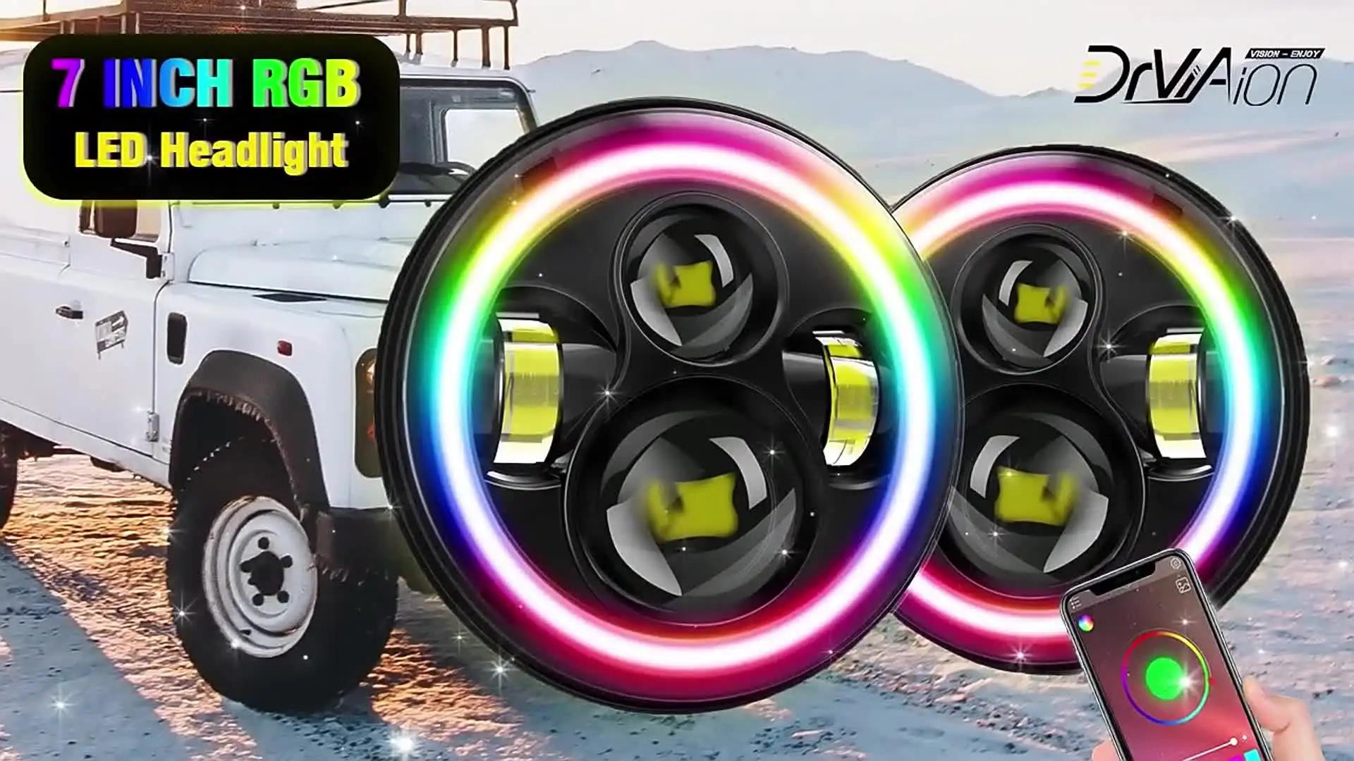 Faros Delanteros Led H4 Angel Eyes Jeep Wrangler De 7 Pulgad | Cuotas