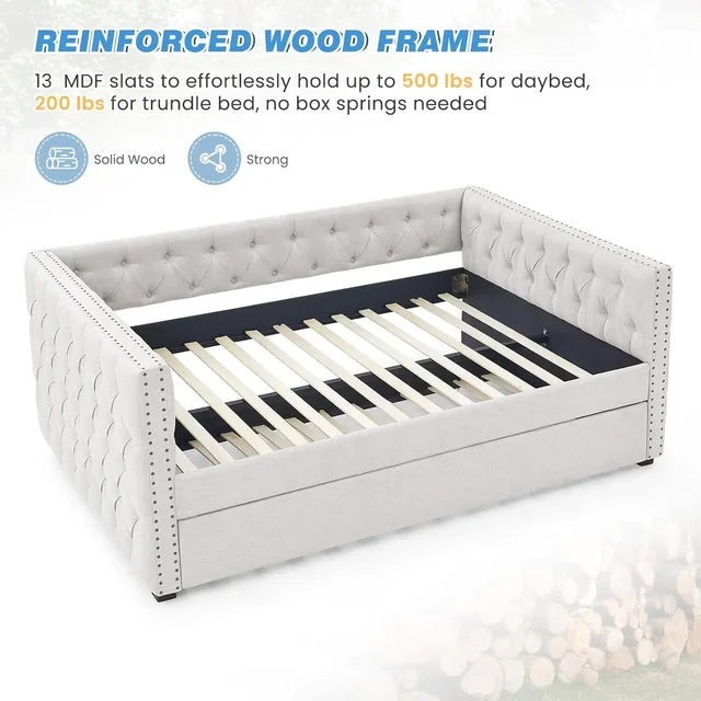 Full Size Upholstered Daybed with Trundle 6