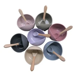 Ensemble de cuillères en Silicone pour bébé, bol à aspiration, vaisselle d'alimentation pour enfants, plats pour enfants, ustensiles de cuisine, bols Anti chute, articles pour bébé 13 couleurs 