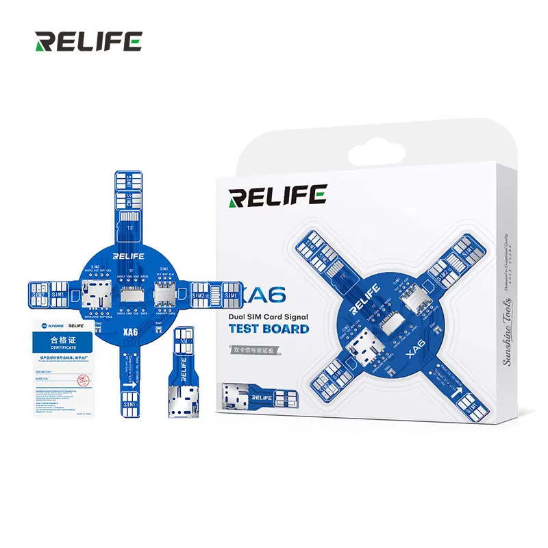 RELIFE XA6 듀얼 카드 신호 테스트 보드는 iP/안드로이드를 지원하며, 분해가 필요하지 않으며, SIM, TF, NM 카드 읽기 오류를 빠르게 찾아냅니다.