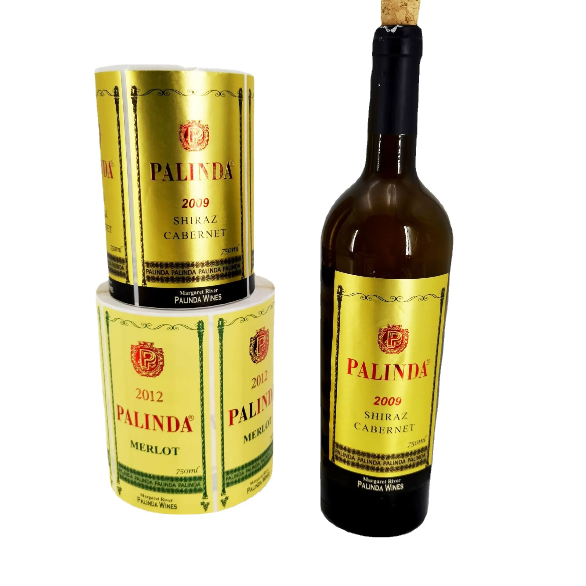 맞춤형 금박 와인 접착 스티커 750ml 레드 와인 장식 컬러 라벨 (자체 로고 디..