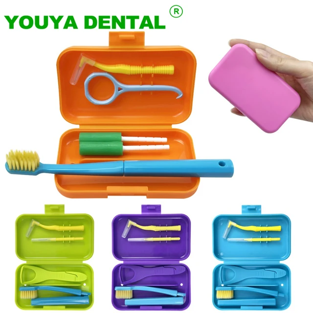 Orthodontic Care Kit With Folding Toothbrush Interdental Brush Aligner Chewies Invisible Aligner Remover Oral Hygiene Tools New