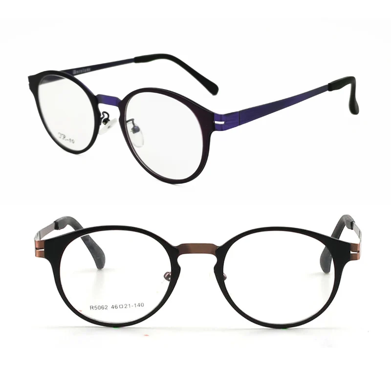 

Classic Flat Stainless Steel Combined Acetate Decoration Front Rim Light Weight Retro Prescription Glasses Frame R5062