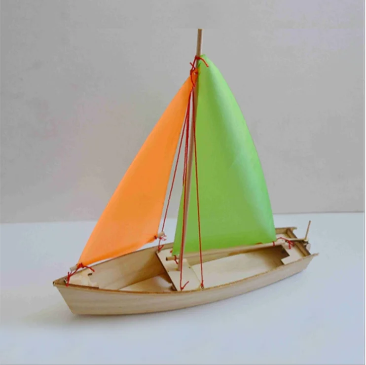 

DIY Assembling Toys Self Propelled Sailing Wooden Boat Model Building Kits Children Toys Handmade Class