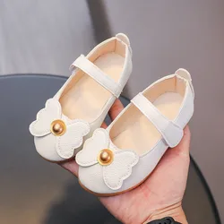 Children White Princess Shoes with soft soles and bows Comfortable Little Girls Leather Shoes Kids Single Shoes Fit 2-13T