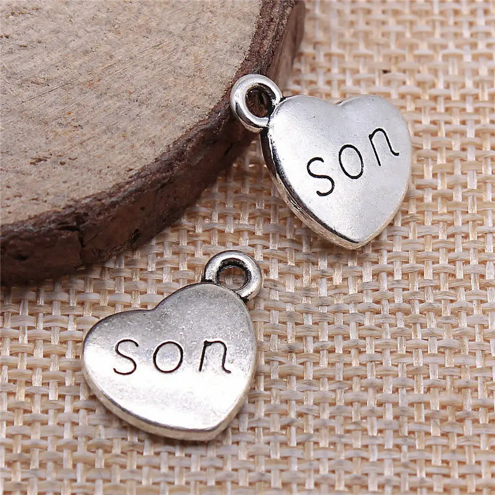 

Accessories For Women Double Sided Son Heart Charms Jewelry Making 15x18mm 10pcs