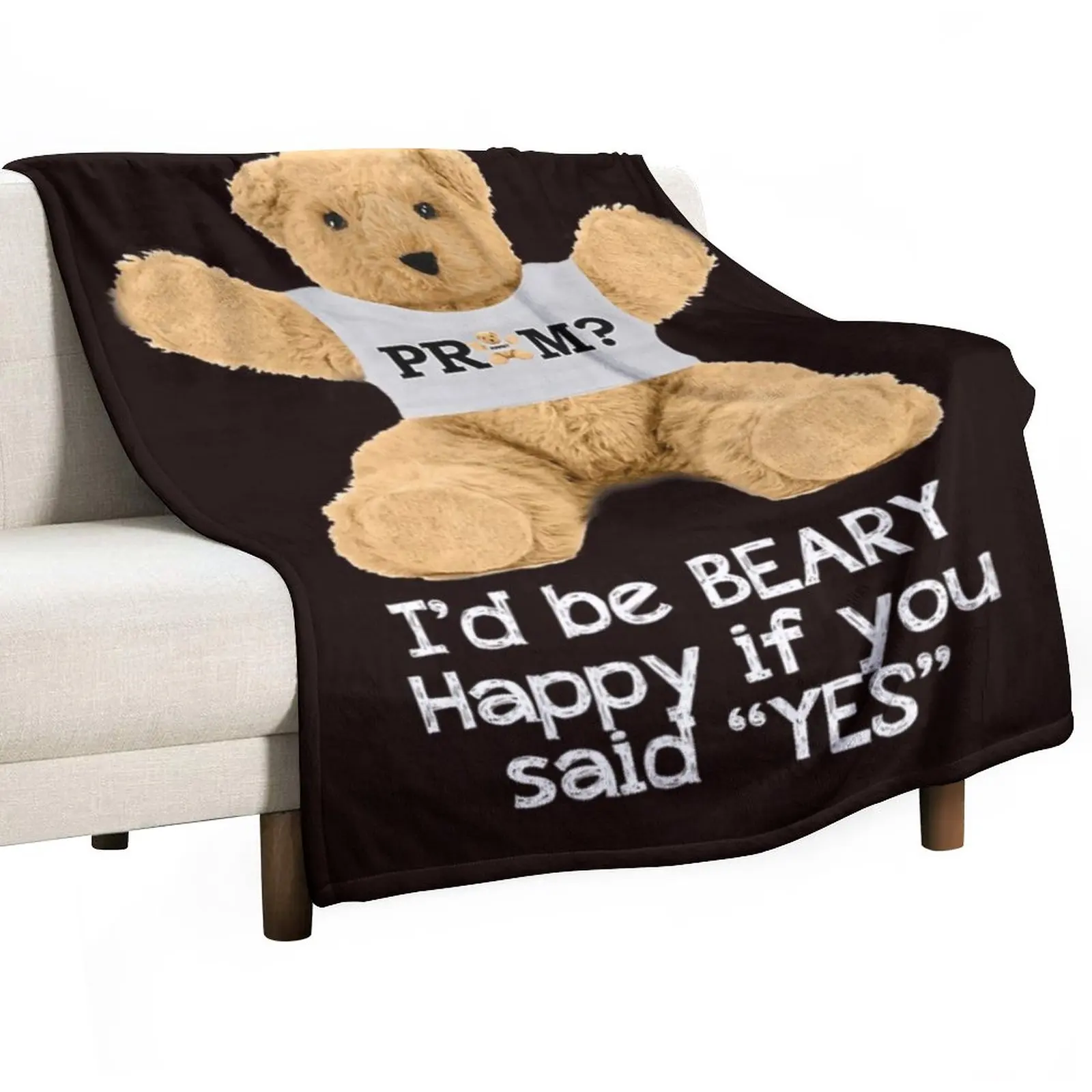 

Bear Beary Happy Prom Proposal Promposal Throw Blanket Custom Blanket Retro Blankets