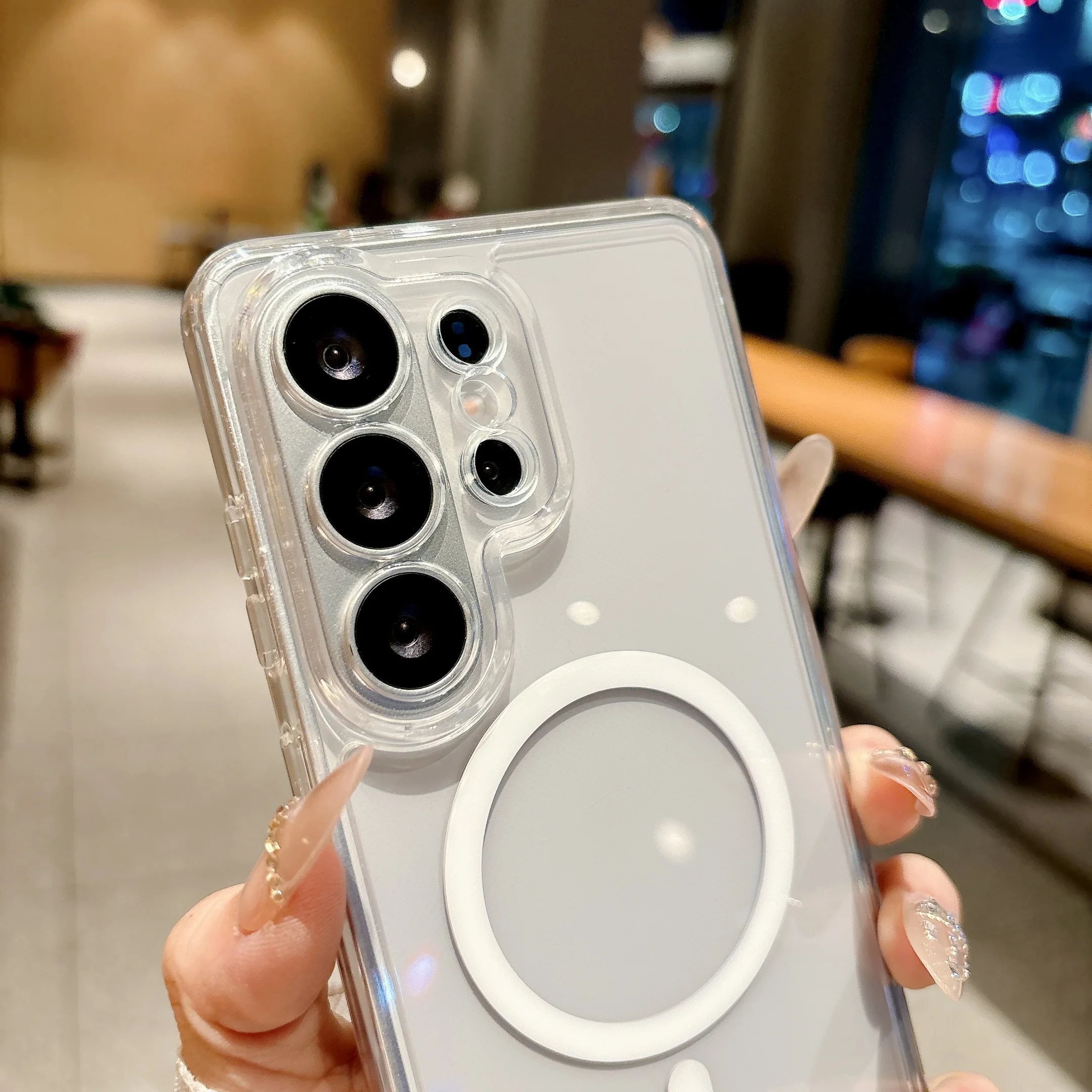 Magnetic Clear Hard Case with Wireless Charging Compatibility