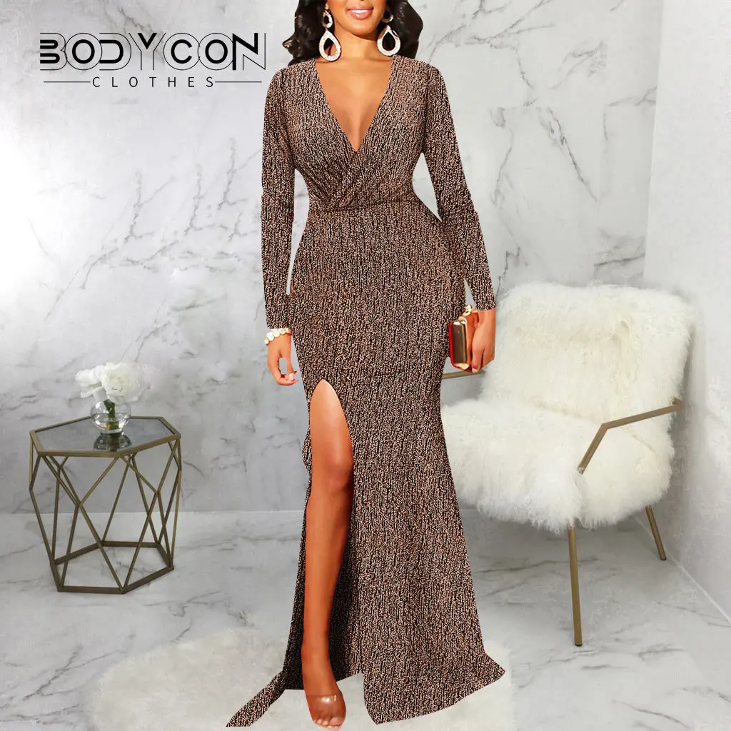 

Bodyconclothes Spring Summer for Women Elegant Long Dresses Solid Strap V-neck Backless Evening Party Dress Casual Style