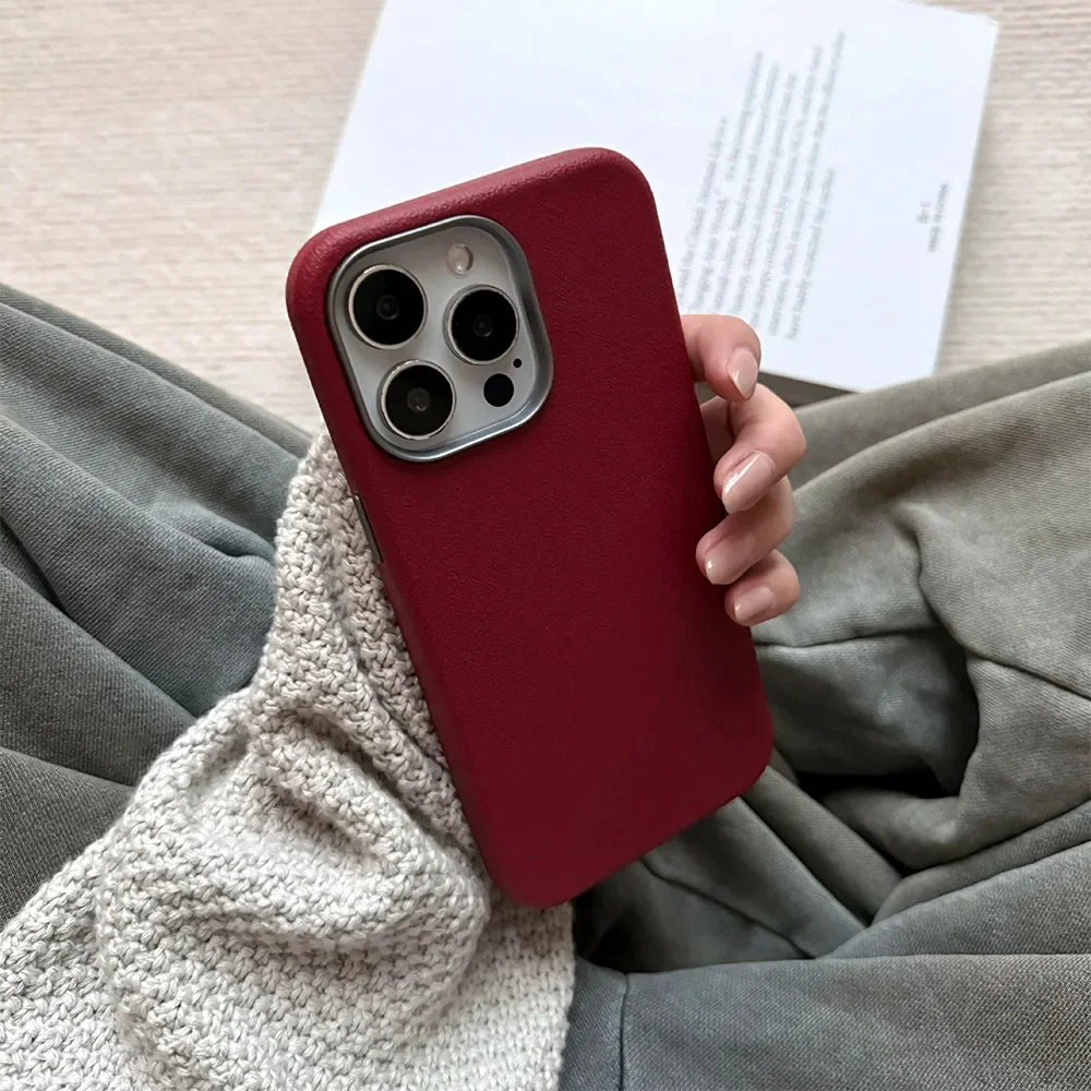 Matte Litchi Texture Leather Soft Shockproof Silicone Case