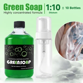 DQFART Sapone Verde per Tatuaggi da 500ml/16.9Oz, Capacità Extra-Large, Forniture per Tatuaggi per Principianti