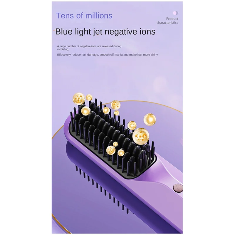 Rechargeable Hot Comb Cordless Hair Brush Straightener Heat Pressing Combs Electric Comb Anti Burn Fast Heatingb64b