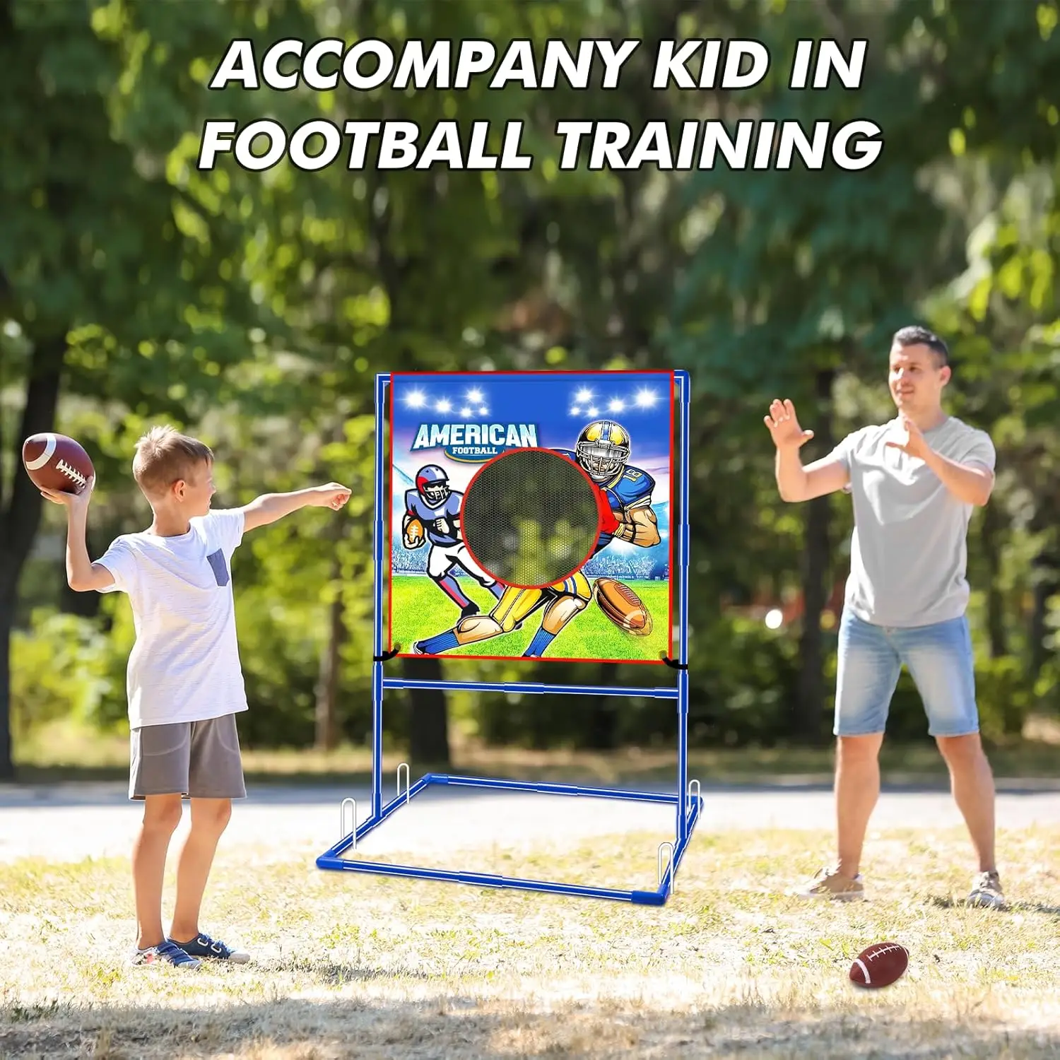 VATOS Rugby US Football Toss Target Games with 4 Inflatable Footballs Indoor Outdoor Sport Toy for Kids Passing Targets Game view 2