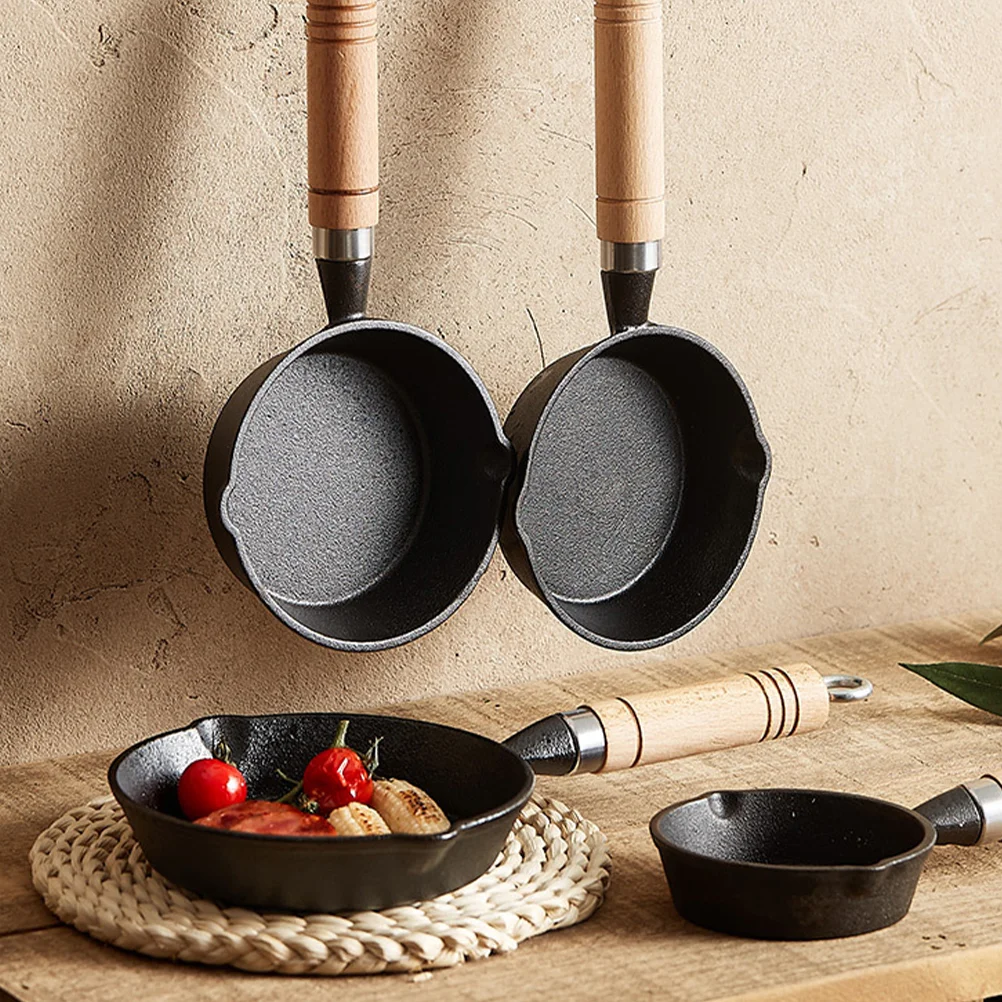

Mini Butter Melting Pot Small Sauce Pan Iron Oil Heating Pot Milk Warmer with Wood Handle