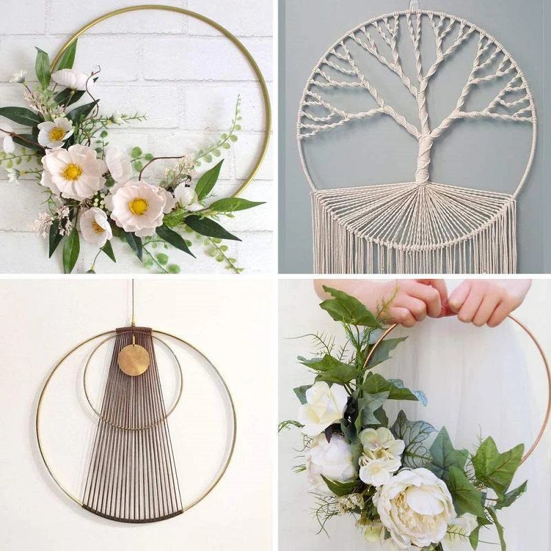 1 Piece Gold Crafts Metal Rings Wire Decoration For Diy Dream Catcher Wind Chimes Wreath Wrapping Technique Floral Art 30cm 2