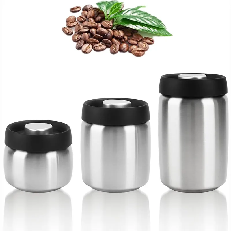 Vakuum-Kaffeekanister, luftdichter Lebensmittelaufbewahrungsbehälter aus Edelstahl 304, Aufbewahrung von Kaffeebohnen für Kaffeebohnen, Tee – Detail 1
