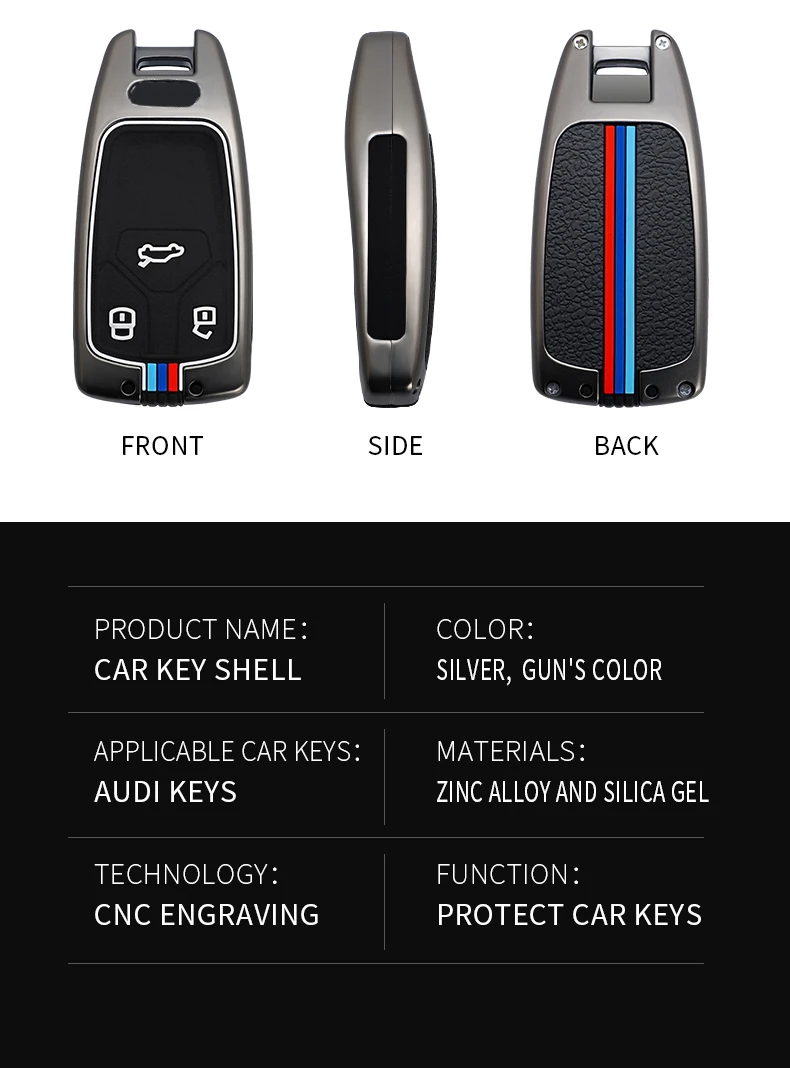 Custodia/cover per Chiave/telecomando in metallo Audi A4 B9 A5 A6L A6 S4 S5 S7 8W Q7 4M Q5 TT TTS RS Coupe accessori per lo Styling - Se42c9513d7584c13986272d333165d3dq