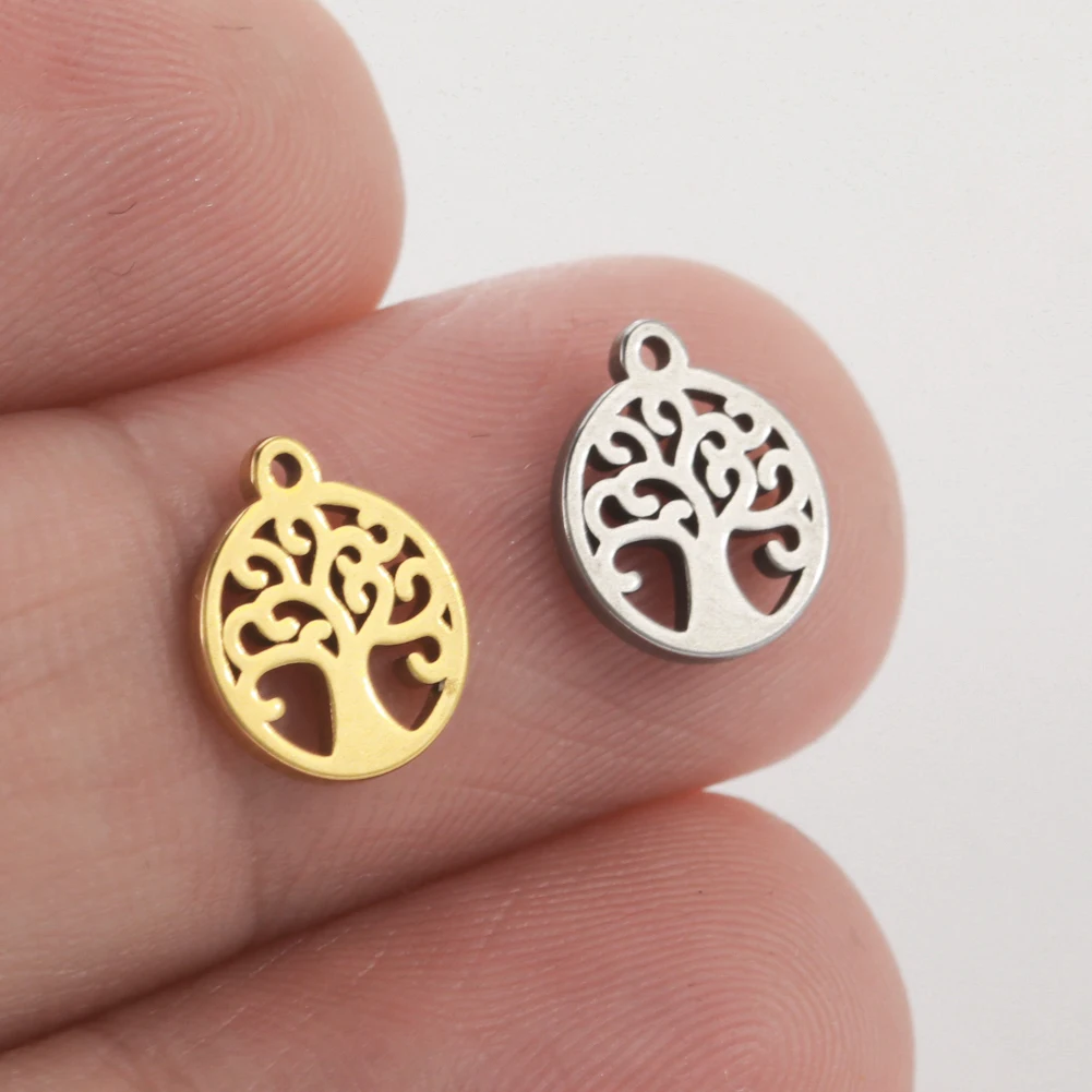 EUEAVAN 20pcs Stainless Steel Charms Tree of Life Vintage Amulet