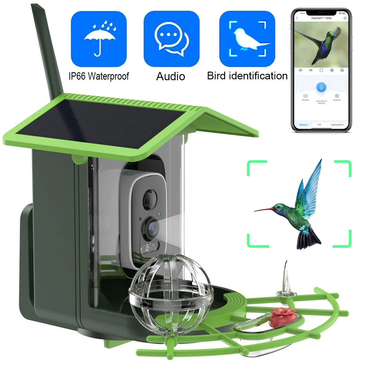 WiFi Camera Bird Feeder 4MP 2K HD Video Capture Solar Powered Battery with Solar Panel Instant Alerts Birdwatching