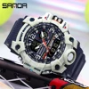 SANDA 3133  Week Day Display Digital Analog Watch Alarm Mode Teenager Student Electronic Wrist Clock Trendy Fashion Waterproof 3