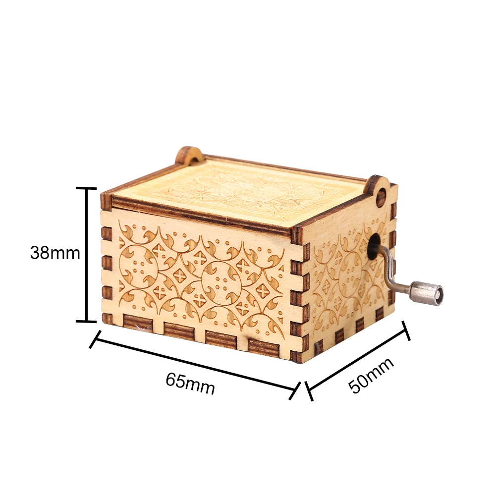 Happy Birthday Musical Ornaments Antique Wooden Engraved Hand Cranked Music Box 4