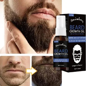 Siero Spray per la Crescita della Barba, Olio Essenziale per Crescita Rapida, Barba Più Spessa, Lunga e Folta, Liquido Idratante e Ammorbidente per la Barba