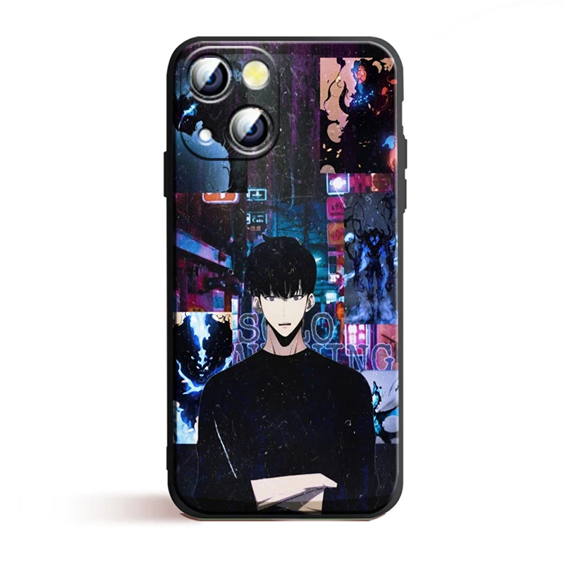 thumbnail image 1 of Funda de Anime para iPhone de Apple, cubierta suave negra, Solo nivelación, 15, 14, 13, 12, 11, Mini, XS, XR, X, 6S, 6 Pro, Max Plus, 1 of 5