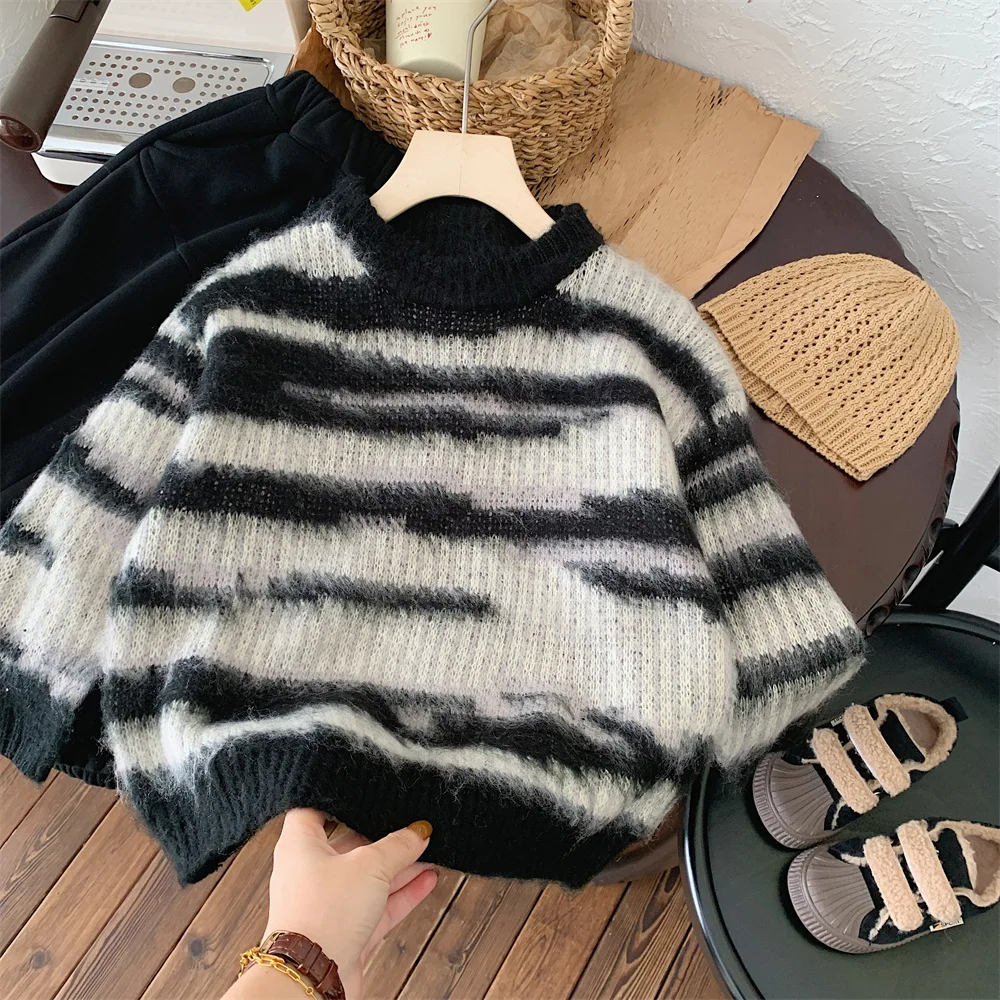 

Baby Sweater Knit Knitwear Winter Autumn New Boys Clothes Long Sleeve Pullover Tops 2 3 4 5 6 7 8 Years Boy Sweaters Striped