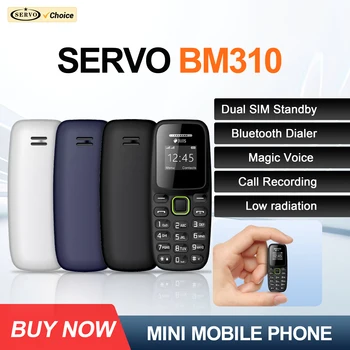 SERVO BM310 Mini Feature Mobile Phone Dual SIM Standby Call Recording Magic Voice Blacklist MP3 Player 2G Tiny Button Cellphones