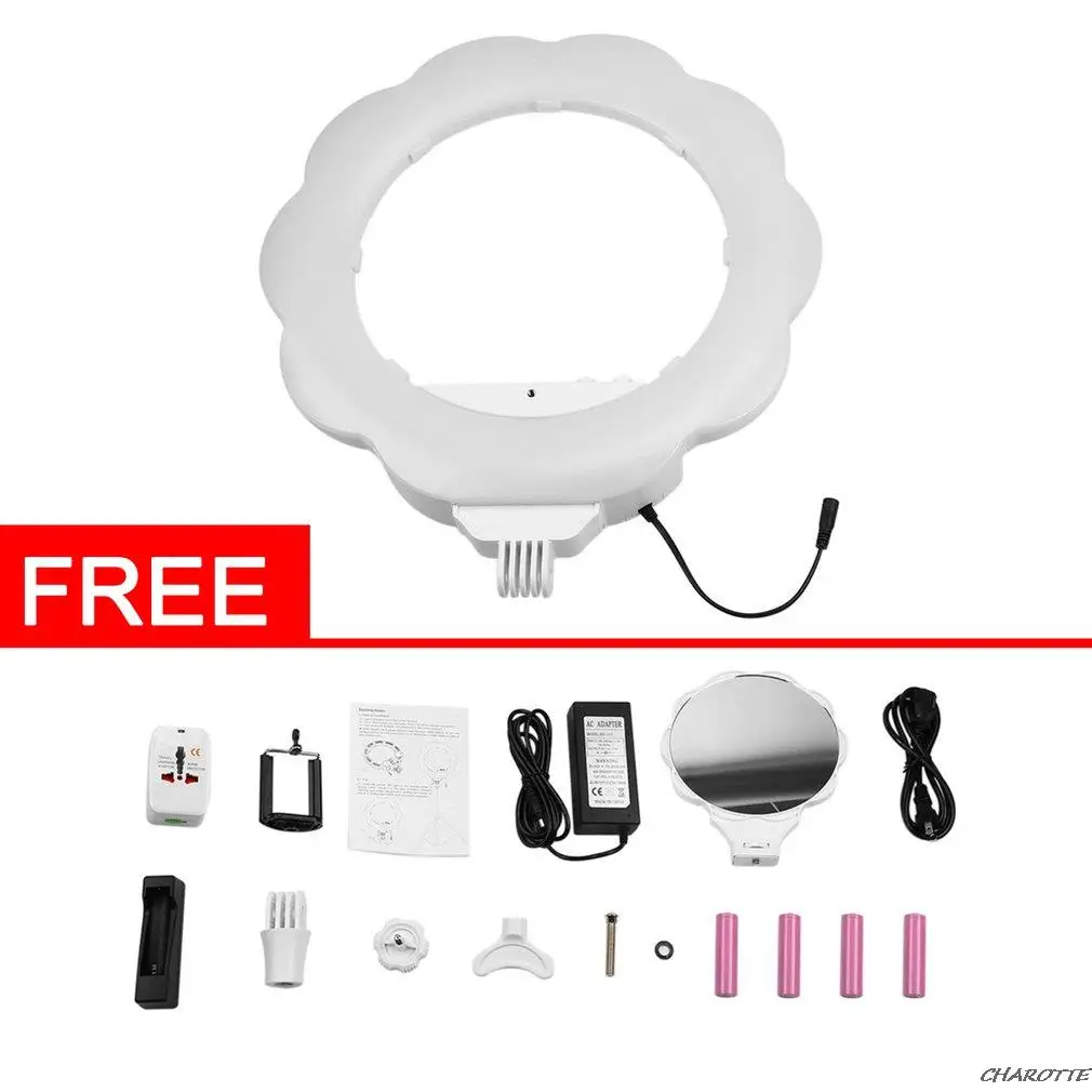 

384 шт. суперъяркая светодиодная кольцевая лампа с регулируемой яркостью для камеры, лампа для видео для макияжа, фотостудии, уличное видео со штативной головкой