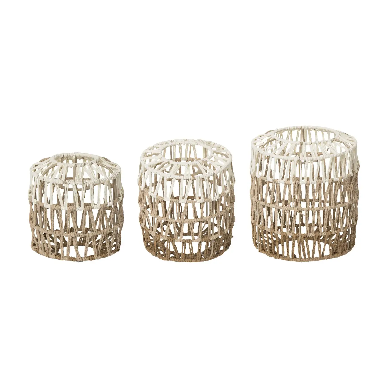 Paper Rope Lampshade Woven Pendant Lampshade Classic Boho Woven Lamp Shade Hanging Lamp Cover for Dining Room Outdoor Cafe