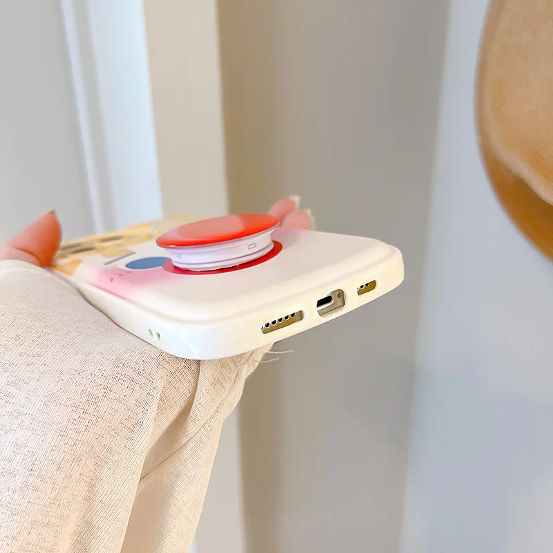 C​artoon ins With Holder Airbag 15 ProMax Phone Case For iPhone 11 Pro 12 Apple 13 Mini 14 Plus 7 8 XR X XS Stander Back Cover