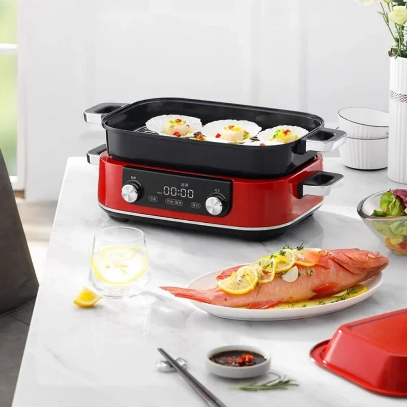 Morphyrichards 220V Multi Cooking Pot 6L Home Steamer Fryer Electric Grill Pan Hotpot Electric Frying Pan Electric Cooker 4