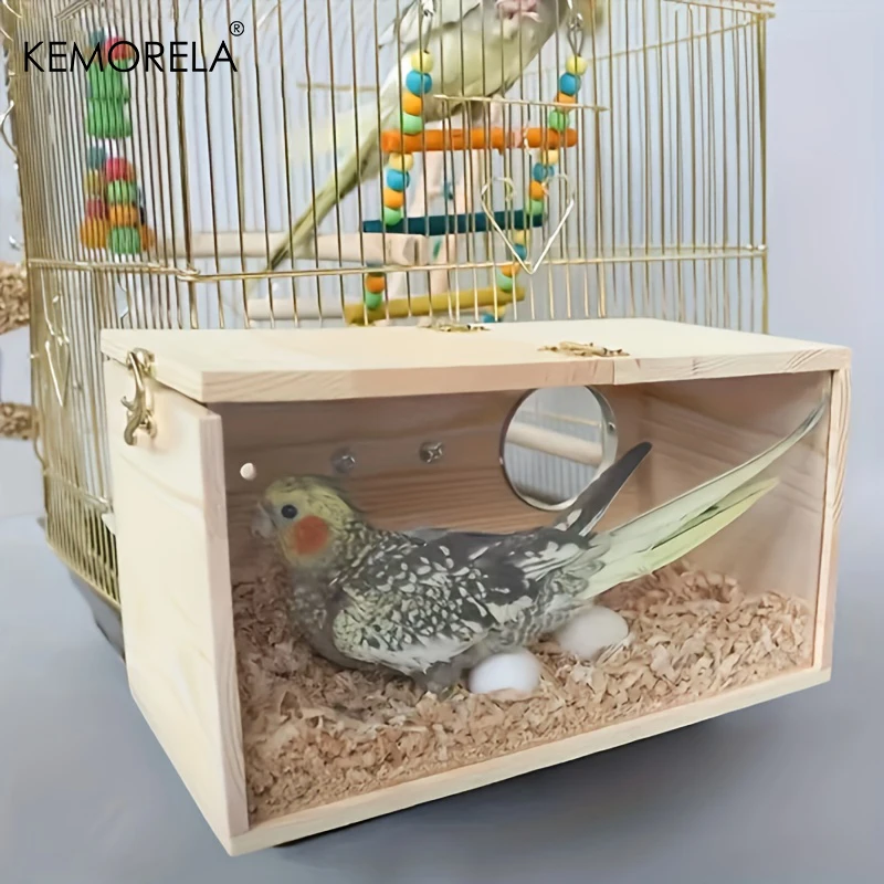 KEMORELA Wood Bird House Nest Birds Breeding Box Bird Parrot Breeding Decorative Cages Pet Accessories Home Balcony Decoration