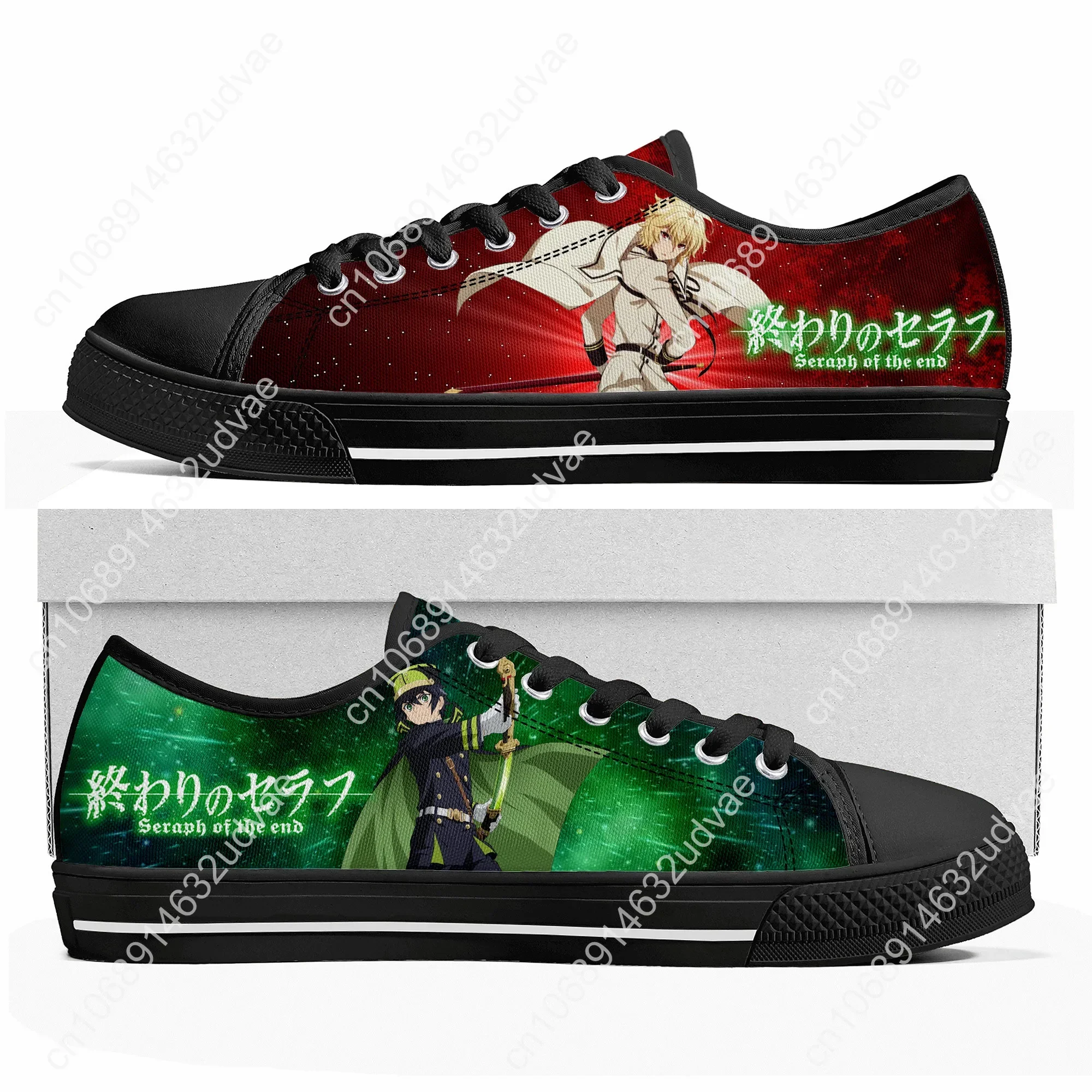 Seraph Of The End Hyakuya Yuichiro Low Top Sneakers Mens Womens Teenager High Quality Canvas Sneaker Couple Shoes Custom Shoe
