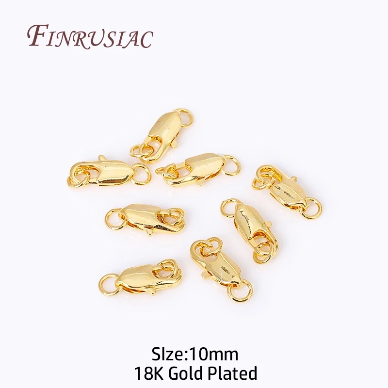 Chiusura ad artiglio a moschettone in ottone placcato oro 18 carati da 10/12 mm, fermagli per la creazione di gioielli, materiali per gioielli Accessori fai da te all'ingrosso  36