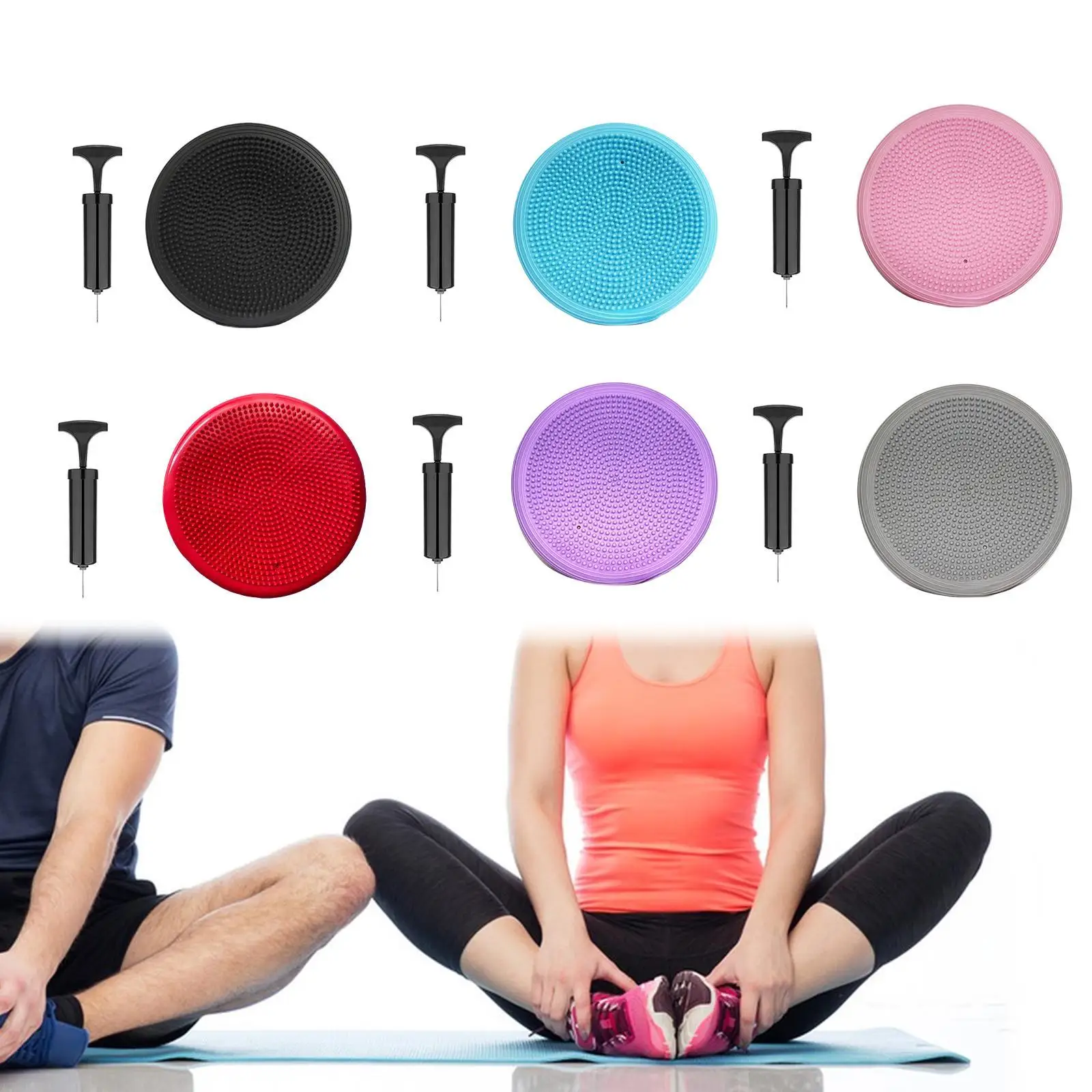 Wobble Cushion Stability Board Balance Pad for Exercise Inflatable Balance Disc Sensory Wiggle Pad for Kids Training