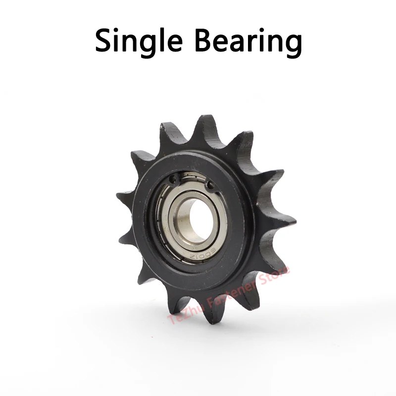 1pc 13T-19T 08B Sprocket with Bearing 13 15 17 19 Teeth Idler Sprocket Drive Chain Gear Bore 10 12 15 17 20mm 45# Steel Blacken