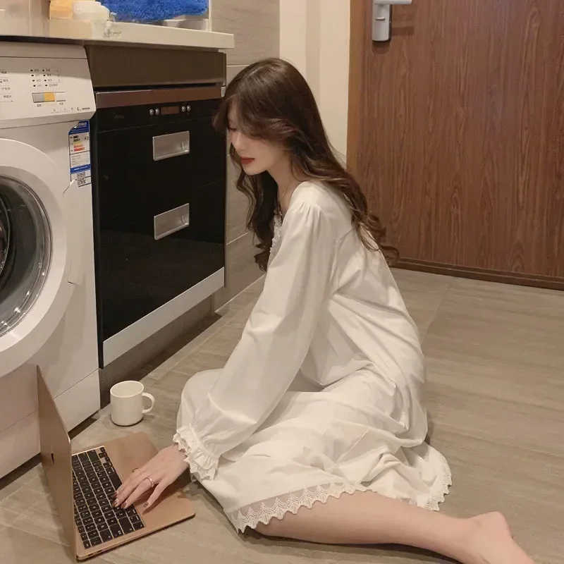 

Женская одежда, шикарная женская ночная рубашка, длинная ночная рубашка, милая стильная ночная рубашка принцессы, домашняя мягкая модная женская одежда с популярным рукавом