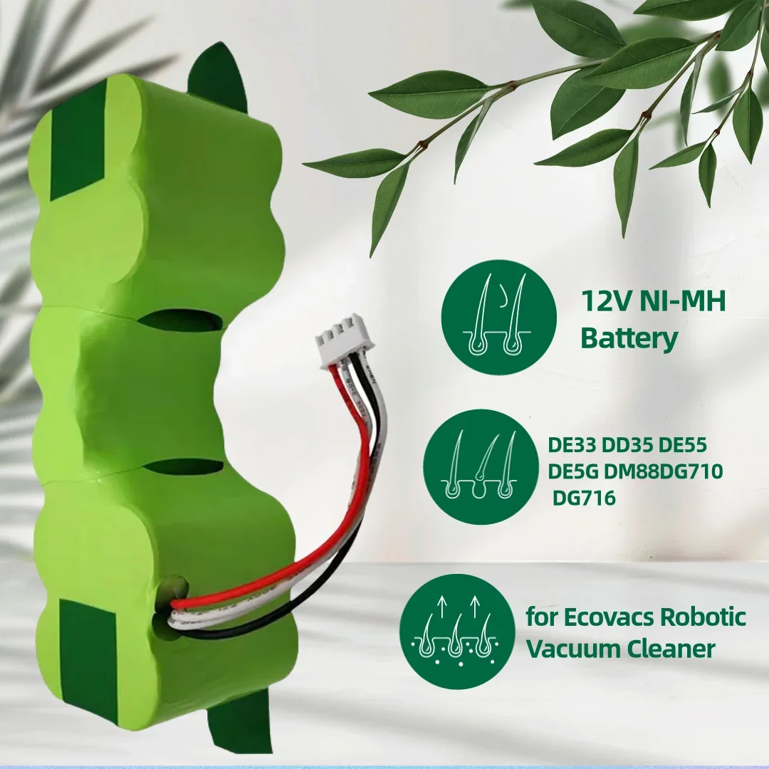 

Запасная NIMH батарея 12 В для робота-пылесоса Ecovacs DE33 DD35 DE55 DE5G DM88DG710 DG716 Deebot Набор для уборочной машины