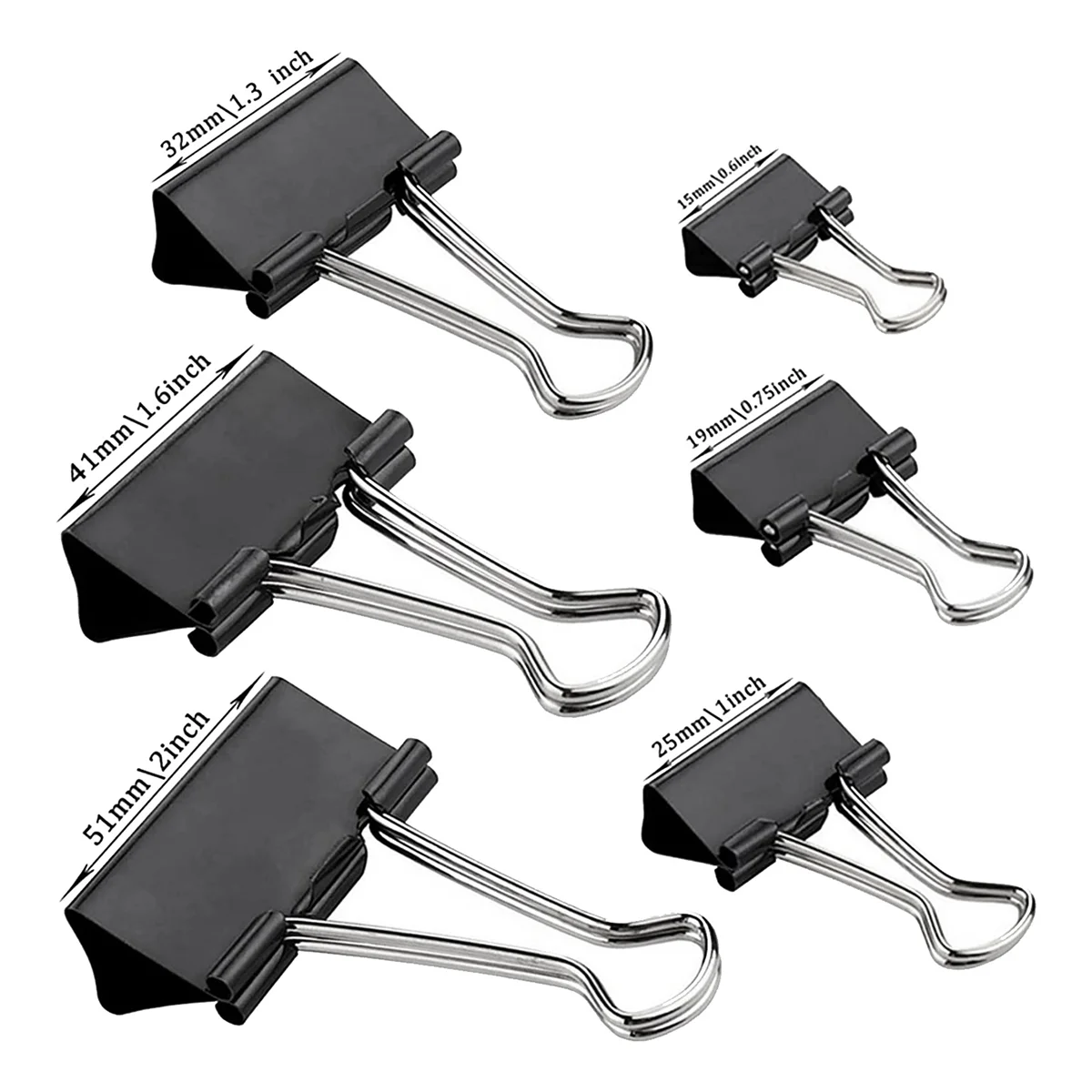 

Binder Clips Paper Clamps 208 Pack Assorted Sizes, Jumbo, Large, Medium, Small, Mini and Micro,6 Sizes