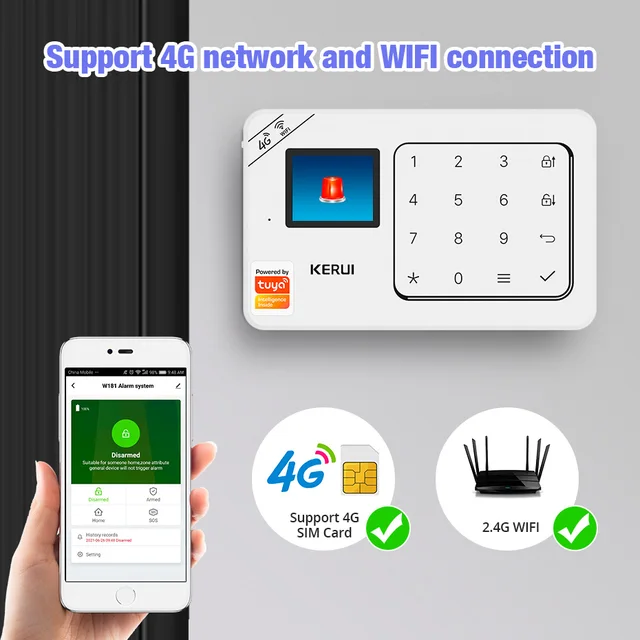 KERUI Home Alarm Kit Wireless WiFi GSM Anti-Theft with Touch Screen Tuya Smart Life App Alarm System for Security Protection 3