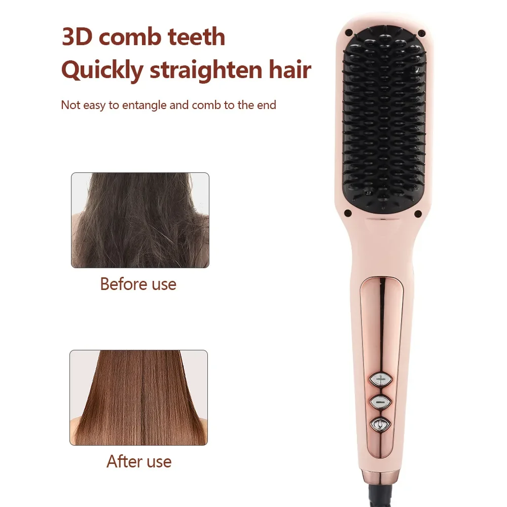 Stock Available Cross-Border Hair Curler Electric Comb Straight And Curling Two-In-One Export Direct Electric Comb Multi-Functio
