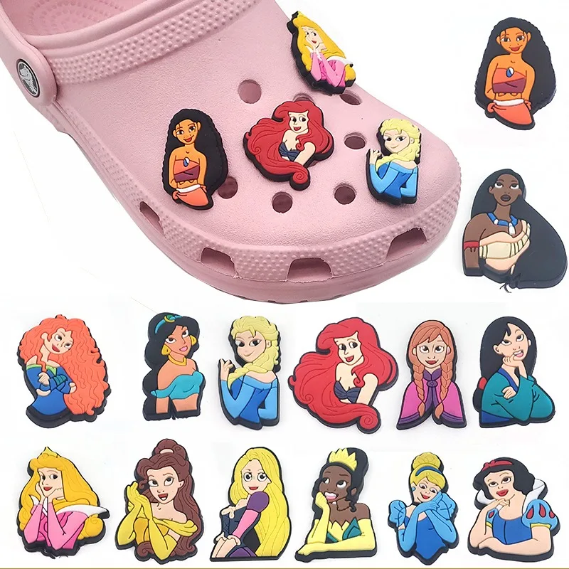 

1Pcs Disney Frozen Princess Elsa Cartoon Shoe Buckle Anime Figure Anna Crocs Accessories Charms Jibz Slippers Decorations Gift